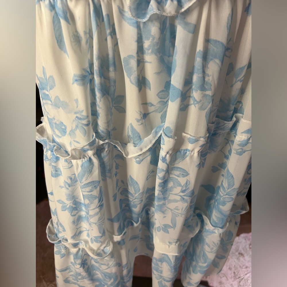 Light Blue Floral Tiered Sundress - Women - Picture 2 of 7